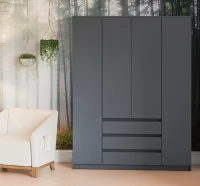 Шкаф с тремя ящиками и четырьмя дверками МШ 1600.1 графит