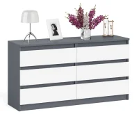 Комод на шесть ящиков МК 1380.6 графит/белый Комод на шесть ящиков МК 1380.6 графит/белый