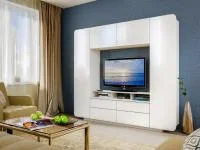 Румба 03.272 Шкаф комбинированный белый/белый глянец