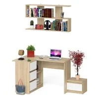 Комплект стол компьютерный МС-16 левый + Тумба ТМП 400.1 + Полка 1200 дуб сонома/белый