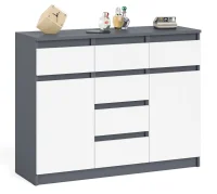 Комод с ящиками и дверками МК 1200.4 графит/белый Комод с ящиками и дверками МК 1200.4 графит/белый