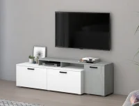 Тумба под ТВ Эльза бетонный камень/белый шагрень