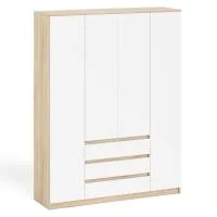 Шкаф с тремя ящиками и четырьмя дверками МШ 1600.1 дуб сонома/белый