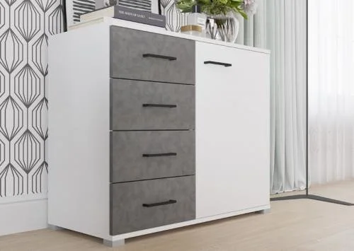 Комод Nova белый/бетон Комод Nova белый/бетон