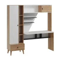 Стол компьютерный с надстройкой Омега-3 дуб золотистый/антрацит/белый