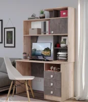 Стол компьютерный Альфа-2 дуб серый/ателье темное