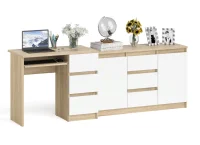 Комплект стол компьютерный МС-6 правый + Комод 1200.3 дуб сонома/белый