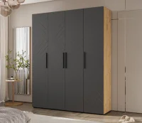 Шкаф 4-х створчатый Флэш 1800 браш графит/дуб крафт