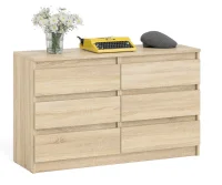 Широкий комод шесть ящиков МК 1200.6 дуб сонома Широкий комод шесть ящиков МК 1200.6 дуб сонома
