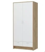 Шкаф 2-х створчатый Ирис ШК-02 дуб крафт золотой/белый