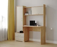 Стол компьютерный Квартет-9 дуб крафт золотой/кашемир