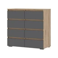 Комод 8 ящиков Хелен КМ 04 серый графит/дуб крафт золото Комод 8 ящиков Хелен КМ 04 серый графит/дуб крафт золото