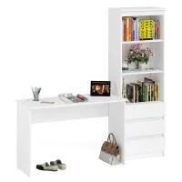 Комплект Мори Стол письменный МСП 1200.1 + Стеллаж МСТ 600.3 белый