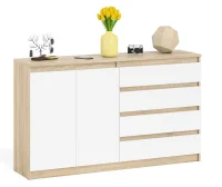 Комод широкий четыре ящика и две дверки МК 1600.1 дуб сонома/белый Комод широкий четыре ящика и две дверки МК 1600.1 дуб сонома/белый