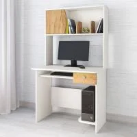 Стол компьютерный Грета-4 белый/дуб крафт золотой