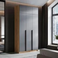 Шкаф 3-х створчатый Лион ШК-02 с антресолью АН-02 дуб крафт/графит серый