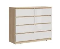 Комод Челси 8 ящиков дуб сонома/белый глянец Комод Челси 8 ящиков дуб сонома/белый глянец