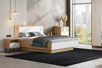 Кровать с подъемным механизмом Милан 1,6 дуб золотой/белый матовый Кровать с подъемным механизмом Милан 1,6 дуб золотой/белый матовый