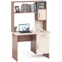 Стол письменный МД 1.09 с надстройкой ясень шимо темный/ясень шимо светлый