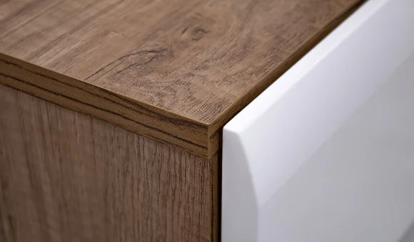 Тумба под ТВ Наоми ТБ-17 дуб каньон/белый глянец