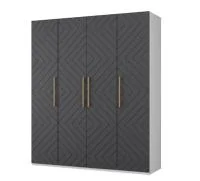 Шкаф 4-х створчатый Копенгаген белый/серый