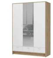 Шкаф 3-х створчатый с зеркалом Ирис ШК-03 дуб крафт золотой/белый
