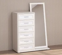 Комод 6 ящиков с зеркалом Кэт-4 бодега/caiman белый Комод 6 ящиков с зеркалом Кэт-4 бодега/caiman белый