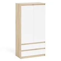 Шкаф два ящика и две дверки МШ 900.1 дуб сонома/белый