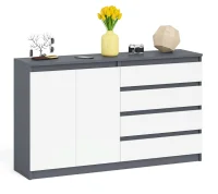 Комод широкий четыре ящика и две дверки МК 1600.1 графит/белый Комод широкий четыре ящика и две дверки МК 1600.1 графит/белый
