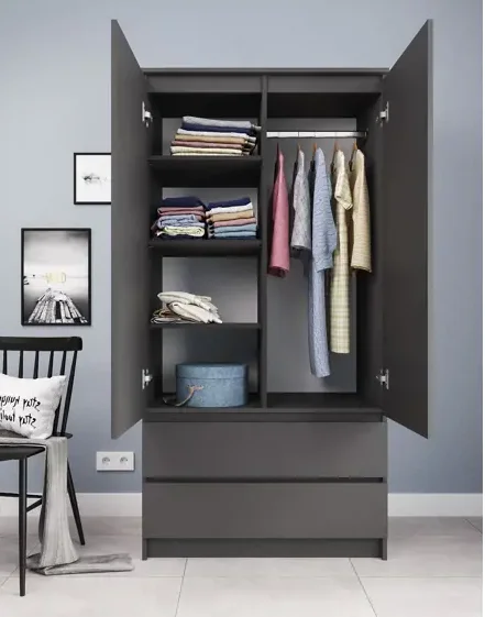 Шкаф распашной с антресолью Мори МШ 900.1+МА 900.1 графит