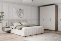 Кровать Лана 160х200 с подъемным механизмом, велюр бежевый софт Кровать Лана 160х200 с подъемным механизмом, велюр бежевый софт