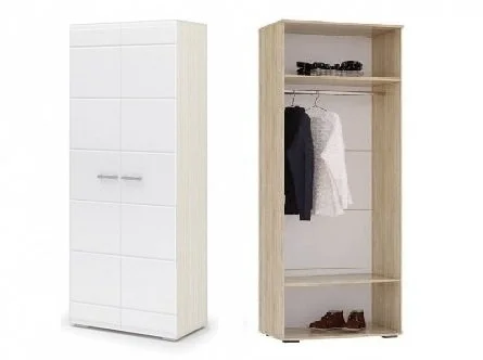 Шкаф 2-х створчатый Симба дуб белфорт/белый глянец