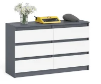 Широкий комод шесть ящиков МК 1200.6 графит/белый Широкий комод шесть ящиков МК 1200.6 графит/белый