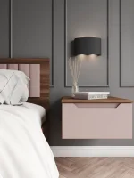 Тумба прикроватная подвесная Роза орех франклин/пудра скин тренто Тумба прикроватная подвесная Роза орех франклин/пудра скин тренто