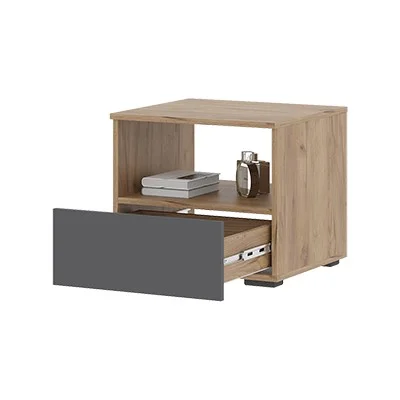 Тумба прикроватная Хелен ТБ-01 серый графит/дуб крафт золото