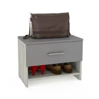 Тумба для обуви Юнона дуб белый/серый шифер Тумба для обуви Юнона дуб белый/серый шифер