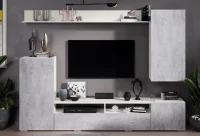 Гостиная Моретти белый, цемент светлый