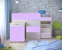 Кровать чердак Малыш 1600 дуб молочный/ирис Кровать чердак Малыш 1600 дуб молочный/ирис