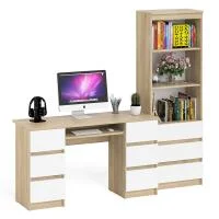 Комплект стол компьютерный МС-2 + Стеллаж МСТ 600.3 дуб сонома/белый