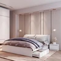 Кровать с ящиками Симпл КР-12 1,4 м белый Кровать с ящиками Симпл КР-12 1,4 м белый