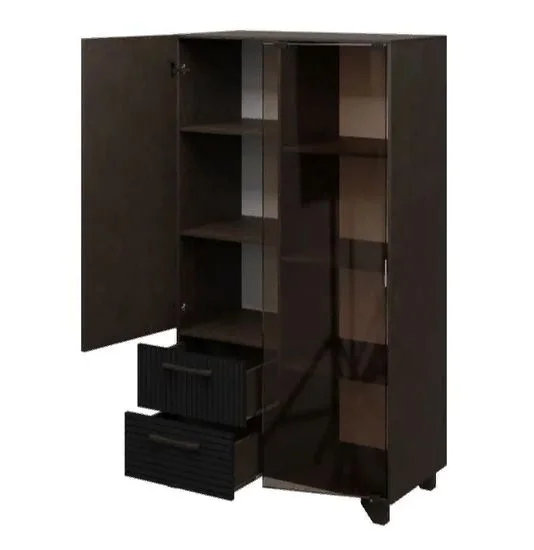 Стеллаж Копенгаген со стеклом венге/черный матовый Стеллаж Копенгаген со стеклом венге/черный матовый