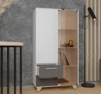 Стеллаж Копенгаген со стеклом белый/серый графит Стеллаж Копенгаген со стеклом белый/серый графит