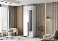 Шкаф 2-х створчатый с зеркалом Норд 800 белый/белый глянец