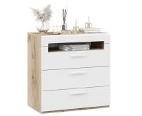 Комод с 3-мя ящиками Фьюжн дуб делано/белый глянец Комод с 3-мя ящиками Фьюжн дуб делано/белый глянец