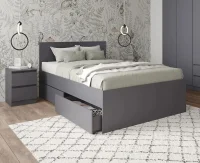 Кровать двуспальная Мори с ящиками КРМЯ 1400.1 графит Кровать двуспальная Мори с ящиками КРМЯ 1400.1 графит