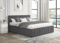 Кровать Лана 160х200 с подъемным механизмом, велюр графит софт