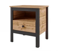 Тумба прикроватная Лофт KOM1S дуб вотан/черный Тумба прикроватная Лофт KOM1S дуб вотан/черный