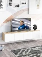 ТВ-тумба подвесная Сити-11 дуб сонома/белый