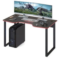 Игровой компьютерный стол КСТ-19 черный, кромка красная