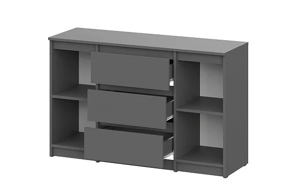 Комод 3 ящика двухстворчатый Денвер графит серый Комод 3 ящика двухстворчатый Денвер графит серый